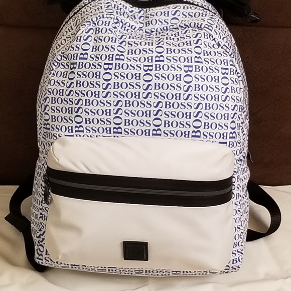 Hugo Boss Logo Print White Nylon Backpack main image 5